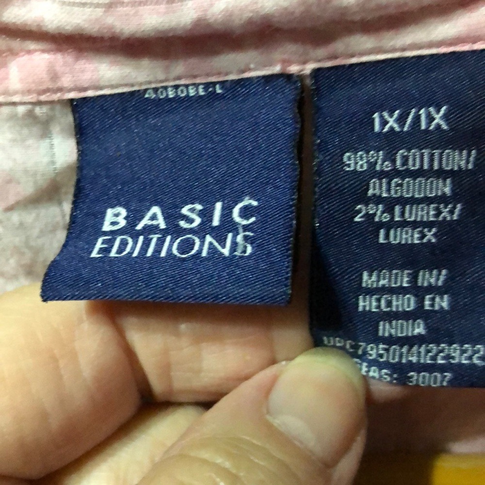 Basic Editions Pink Blouse Short-Sleeved Button-Up - Picture 6 of 7